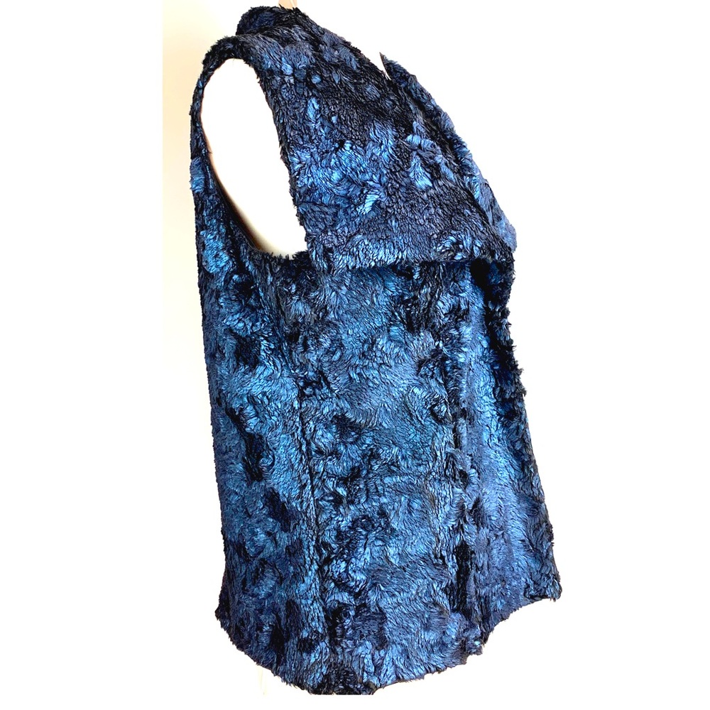 Katherine Barclay Cobalt Faux Fur Montreal Deep Blue Waterfall Vest Medium - Picture 7 of 16